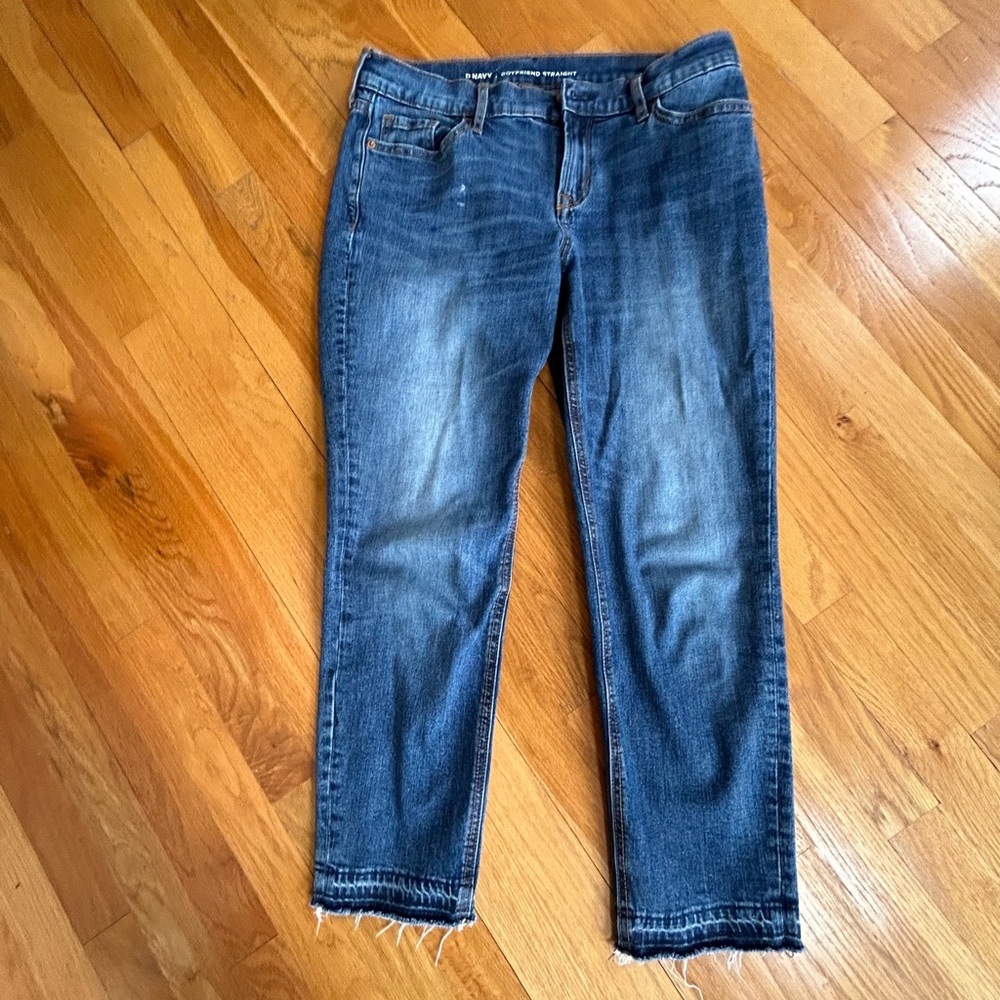D Navy Boyfriend straight jeans, dark navy
